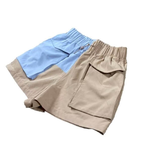 Fabletics Anastasia Cargo Shorts Size XS Colorblock Blue & Beige Athletic Hiking - Picture 2 of 7